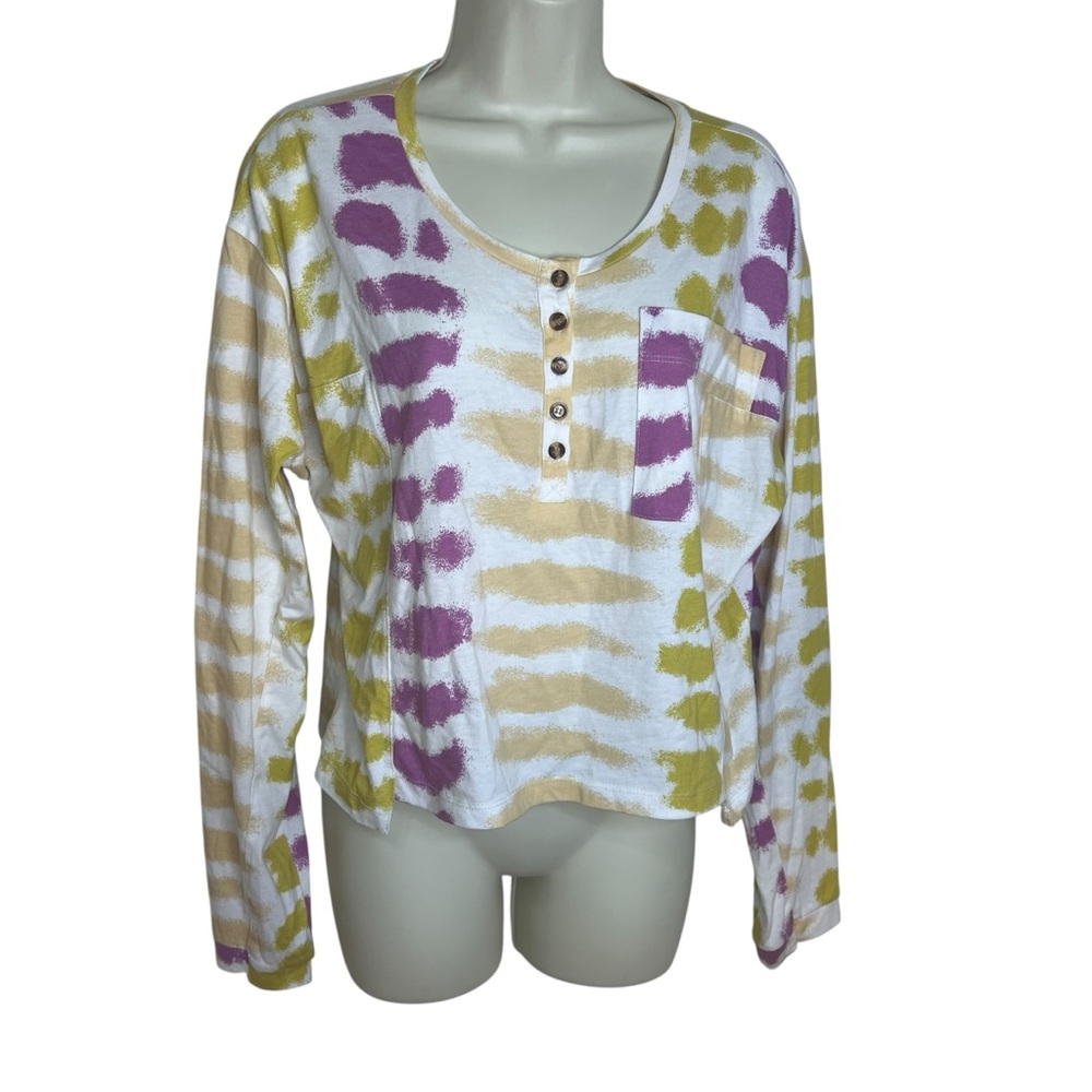 True Craft Cropped Long Sleeved Tee Shirt Multicolor Women's Top